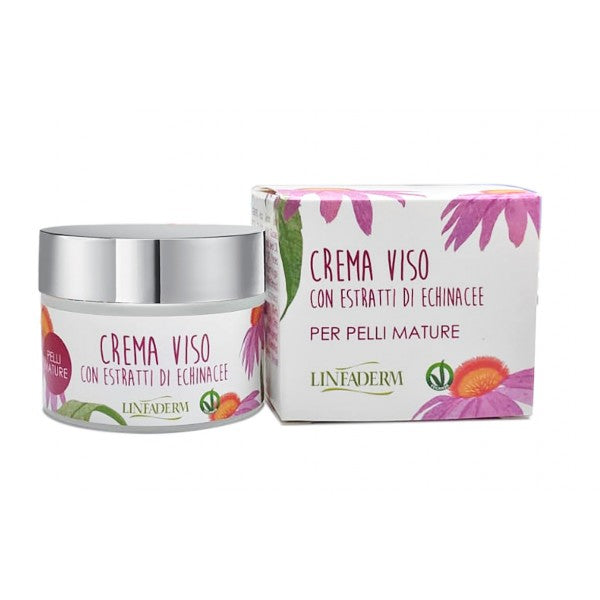 Crema facial antiarrugas para piel madura, equinácea y ácido hialurónico, 50 ml. Producto artesanal.